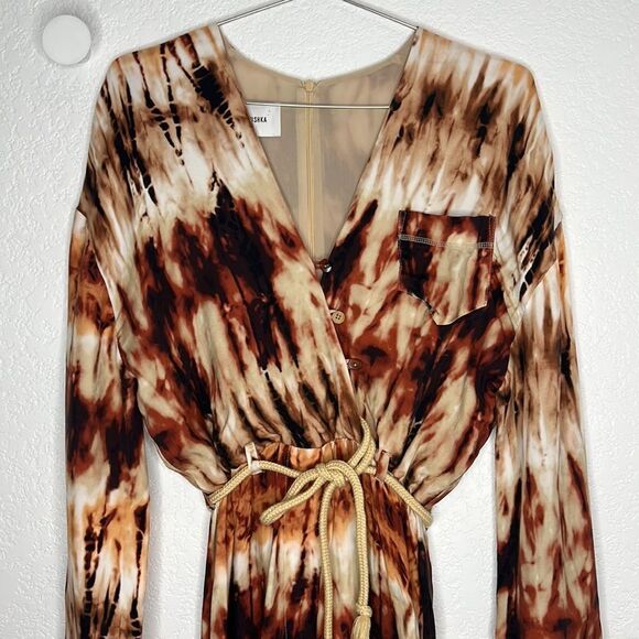 New Nanushka Jax Tie-Dye Tan/Brown Jumpsuit Small - Picture 4 of 16